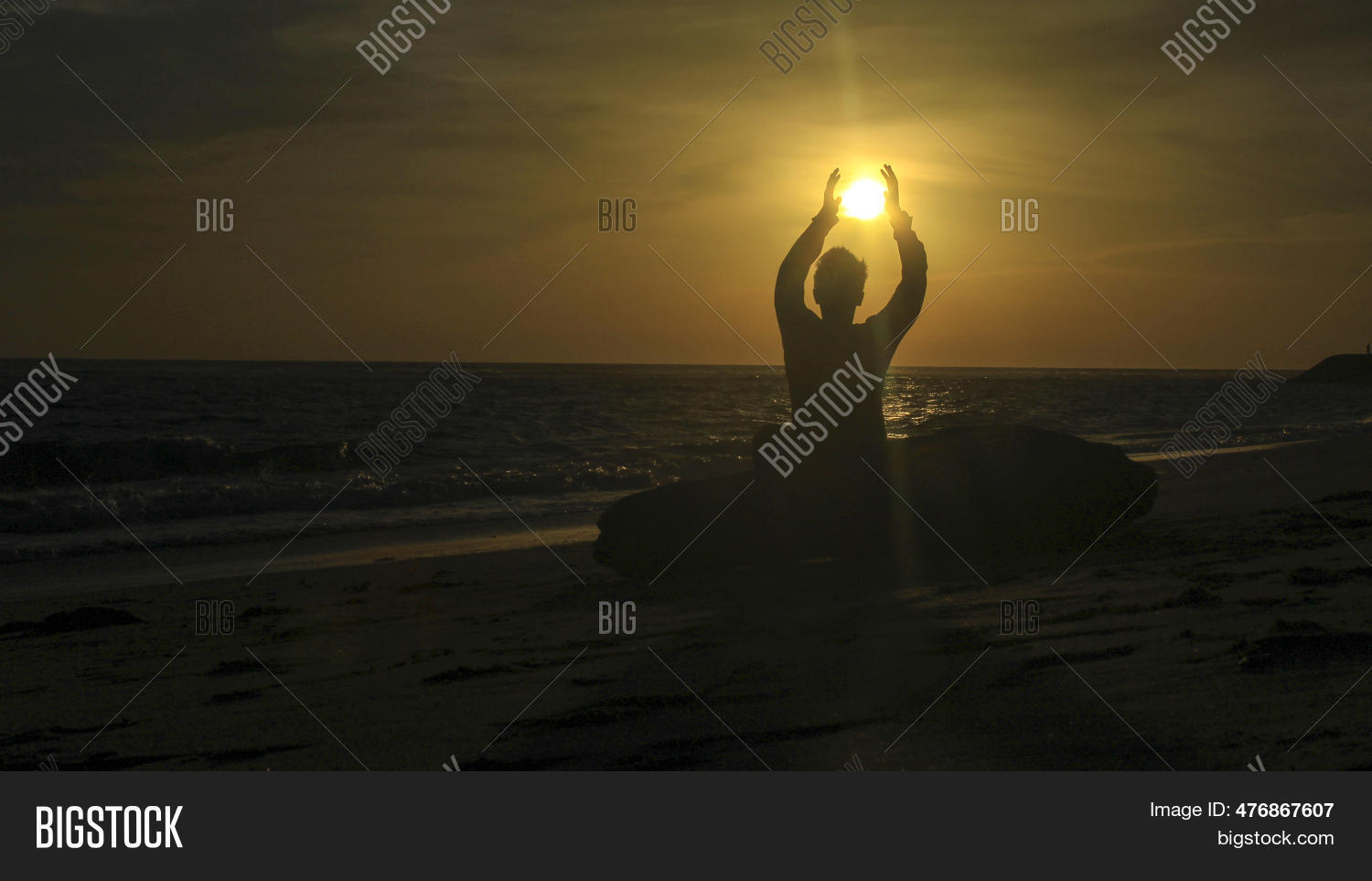 Catching Rays Man Catch Sun Beach Image & Photo (Free Trial) | Bigstock
