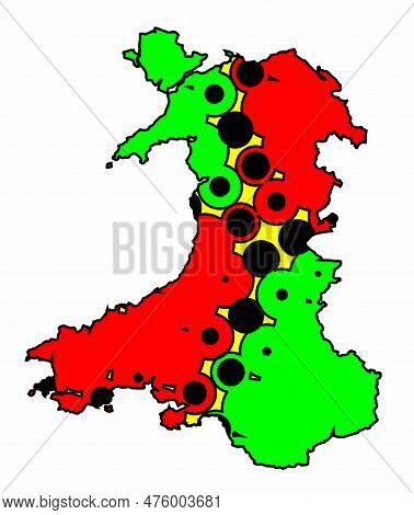 Silhouette Abstract Map Of Wales In The United Kingdom