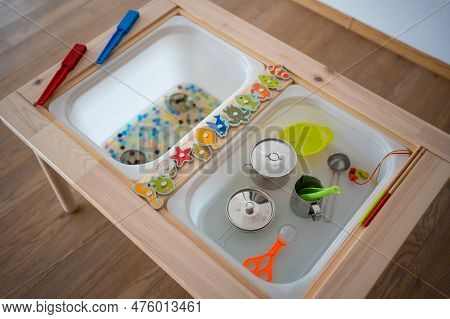 Sensory Water Beads, Hydrogel Balls. Sensory Development And Experiences, Themed Activities With Chi