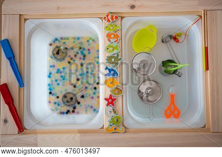 Sensory Water Beads, Hydrogel Balls. Sensory Development And Experiences, Themed Activities With Chi