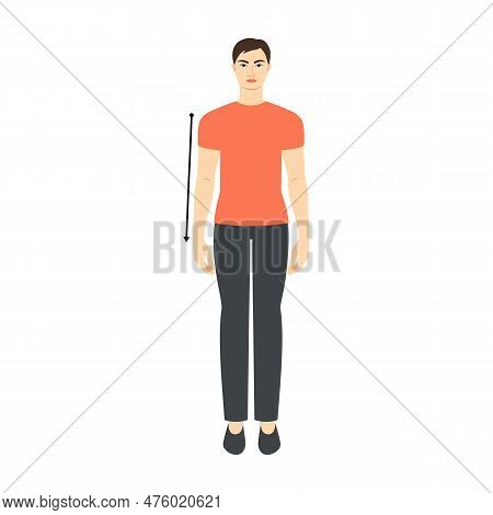 Men To Do Sleeve Length Measurement Body With Arrows Fashion Illustration For Size Chart. Flat Male 