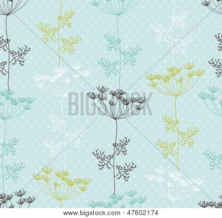 Seamless pattern with decorative dill