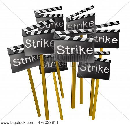 Writers Strike Concept And Movie Industry Work Stoppage And Television Industry Creative Protest Or 