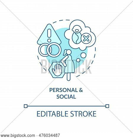 Personal And Social Turquoise Concept Icon. Voluntary Childlessness. Personal Choice. Birth Control.