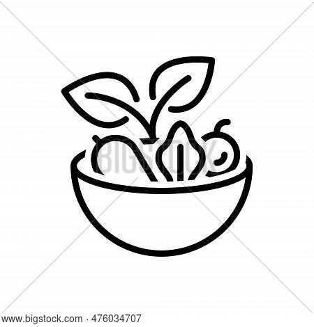 Black Line Icon For Began Start-up Strike-up Bowl Vegetable Green Vege Nutrition Salad Healthy
