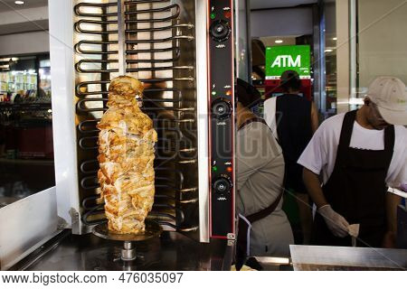 Thai Merchant Vendor Cooking Grilled Roasted Meat Turkish Food Kebab Or Kebap For Sale Thai People T