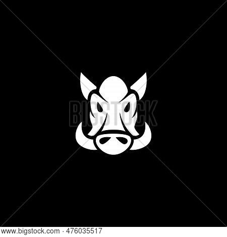Wild Boar Face Vector Illustration For A Logo,icon Or Symbol. Wild Boar Flat Logo