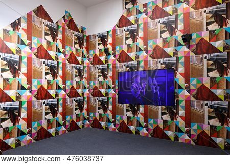 Venice, Italy - September 6, 2022: 59th Venice Art Biennale In Venice. Feeling Her Way By Artist Son