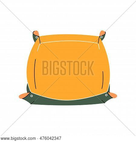 Transplant Mat Icon. Yellow Plastic Mat With Buttons For Repotting House Plants. Home Gardening Conc
