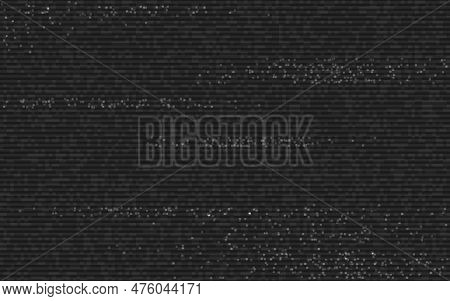 Glitch Analog Template. Vhs Video Error. Retro Noise Effect. Damaged Video Signal Visualization. Old