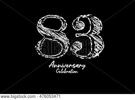 83 Years Anniversary Celebration Logotype White Vector, 83th Birthday Logo, 83 Number Design, Annive