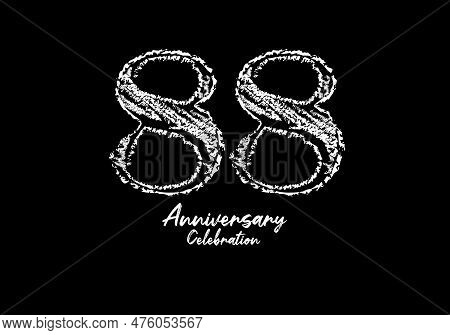 88 Years Anniversary Celebration Logotype White Vector, 88th Birthday Logo, 88 Number Design, Annive