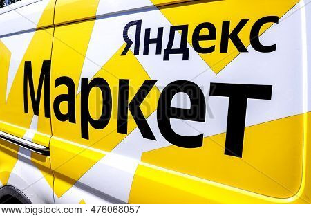 Samara, Russia - May 7, 2023: Branded Cargo Van Of A Large Russian Marketplace Yandex Market. Delive