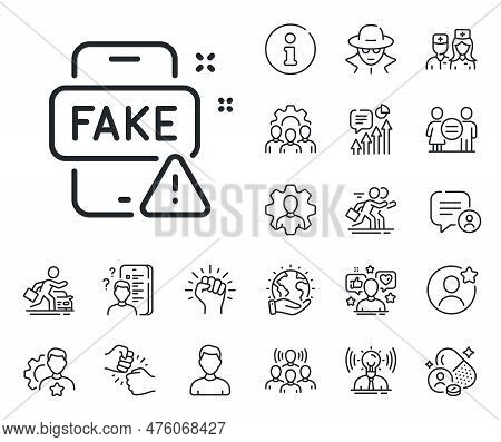 Web Propaganda Sign. Specialist, Doctor And Job Competition Outline Icons. Fake News Line Icon. Wron