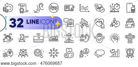 Outline Set Of Money, Saving Electricity And Verified Internet Line Icons For Web With Idea, Statist