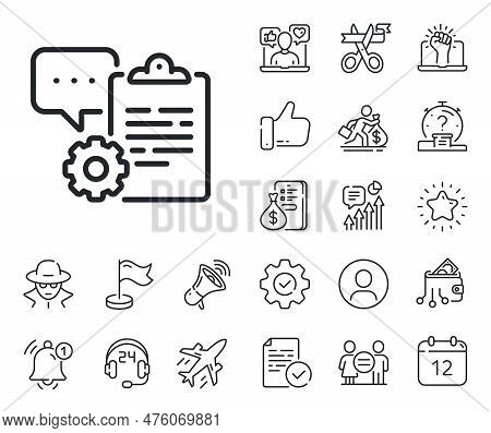 Agreement File Sign. Salaryman, Gender Equality And Alert Bell Outline Icons. Clipboard Document Lin