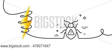 Software Bug Line Icon. Continuous One Line With Curl. Cyber Attack Sign. Computer Virus Symbol. Sof