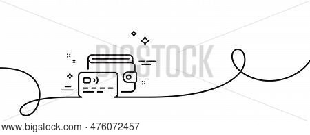 Wallet Line Icon. Continuous One Line With Curl. Money Purse With Credit Card Sign. Cash Budget Symb
