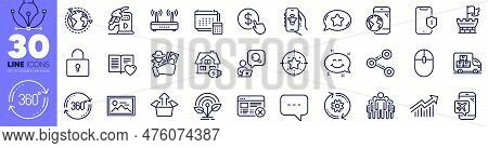 Diesel Station, Mobile Internet And Computer Mouse Line Icons Pack. Inspect, Outsourcing, Flight Mod