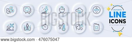 Cloud Sync, Augmented Reality And Psychology Line Icons For Web App. Pack Of Stats, Inspect, Swipe U