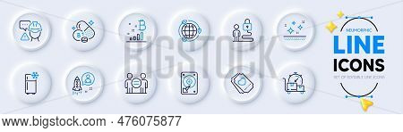 Startup, Love Ticket And Refrigerator Line Icons For Web App. Pack Of Builder Warning, Clean Skin, B