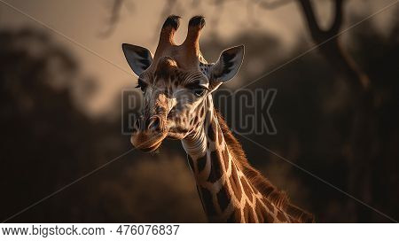 Immerse Yourself In The Serenity Of The Savannah As You Admire A Solitary Giraffe Against The Backdr