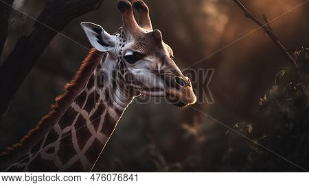 Immerse Yourself In The Serenity Of The Savannah As You Admire A Solitary Giraffe Against The Backdr