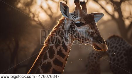 Lose Yourself In The Tranquility Of The African Landscape As You Encounter A Lone Giraffe At The Gol