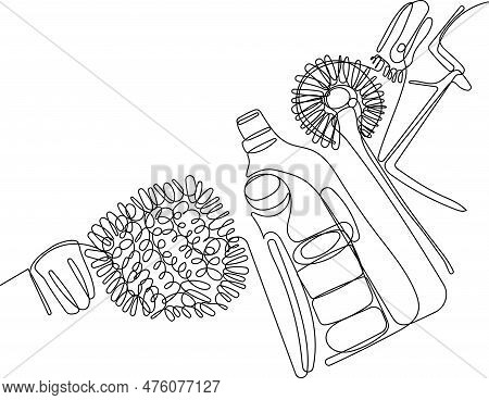 Home Cleaning Service Landing Page Design Concept, Illustration Of Janitors With Cleaning Tools. Vec