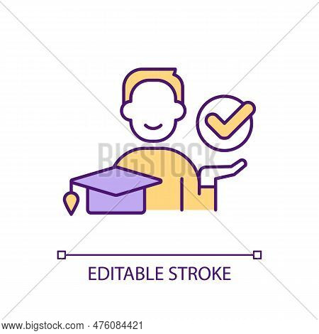 Student Enrollment Rgb Color Icon. College Admission. University Entrance. Graduation Degree. Employ