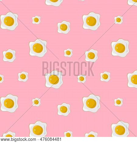 Seamless Cartoon Omlet Pattern, On Pink Background, For Wrapping Paper, Background, Wrapping Paper