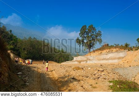 High Altitude Playground And Stadium Is Being Made By Cutting Tree And Levelling Himalayan Soil, Env