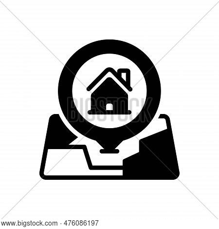Black Solid Icon For Situated Stable Established Placed Settled Property House Location
