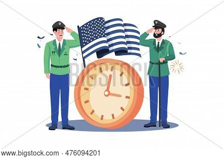 National Moment Of Remembrance At 3pm Illustration Concept On White Background