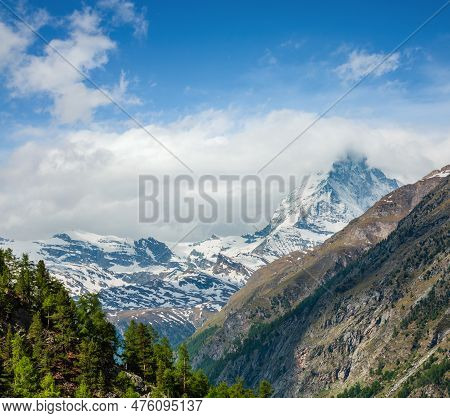 Summer Matterhorn Mountain View (alps, Switzerland, Zermatt Outskirts)