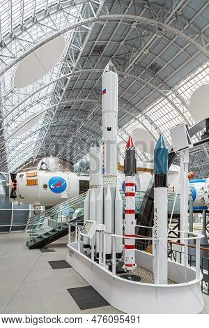 Moscow, Russia - November 28, 2018: Space Museum. Inside The Cosmonautics And Aviation Centre In The