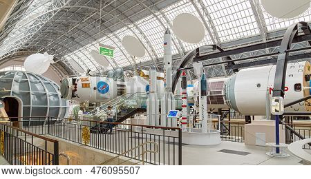 Moscow, Russia - November 28, 2018: Space Museum. Inside The Cosmonautics And Aviation Centre In The