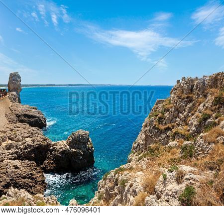 Picturesque Ionian Sea Coast Near Montagna Spaccata Rock, Santa Maria Al Bagno, Gallipoli, Salento, 