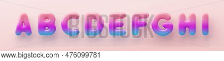 3d Pink Colorful Gradient Letters A, B, C, D, E, F, G, H And I A Glossy Surface On A Pink Background
