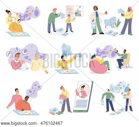 Psychologist Listening To Patient At Mental Therapy Session. Growth Mind And Mental Intelligence Sel