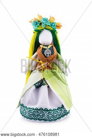 Ukrainian Traditional Motanka Doll Isolated On White Background