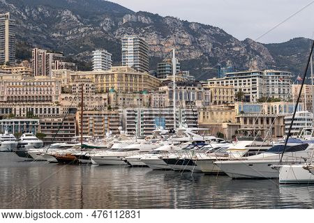 La Condamine, Monaco, April 22nd 2023:- A View Of Port Hercules, The Main Port Of Monaco, Located In