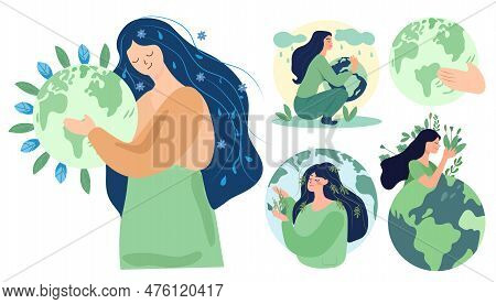 Woman Hands Cradling The Globe, Embodying The Essence Of Environmental Stewardship. A Concept Signif