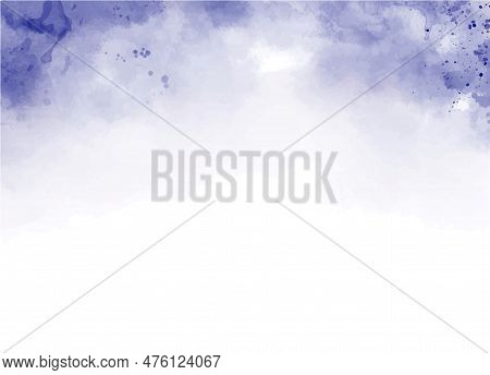 Artistic, Abstract Blue, Indigo Watercolor Background With Splashes With Mist Fog Effect