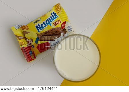 May 2, 2023 Ukraine City Kyiv Nesquik Snack On A Light Background