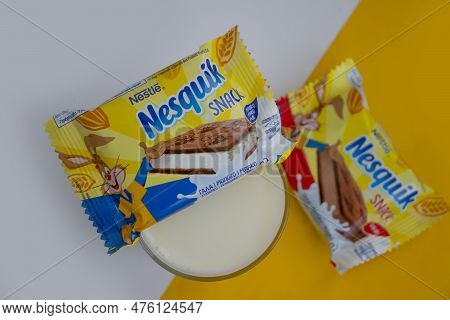 May 2, 2023 Ukraine City Kyiv Nesquik Snack On A Light Background