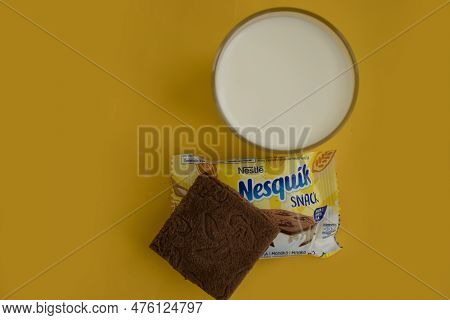 May 2, 2023 Ukraine City Kyiv Nesquik Snack On A Light Background