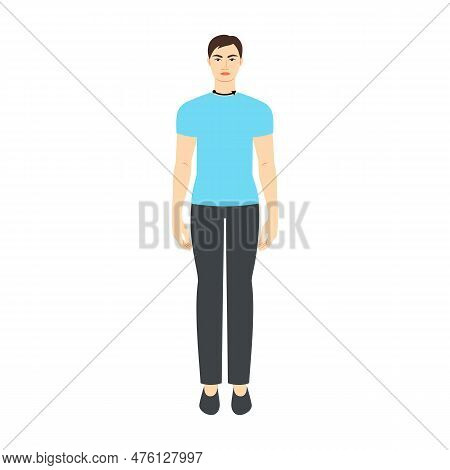 Men To Do Neck Size Measurement Body With Arrows Fashion Illustration For Size Chart. Flat Male Char