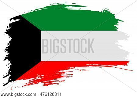 Kuwait Brush Stroke Flag Vector Background. Hand Drawn Grunge Style Kuwaiti Painted Isolated Banner.