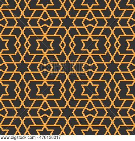 Mashrabiya Arabesque Arabic Pattern. Seamless Islamic Background. Vector Arab Window Ornament, Cnc L